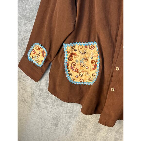 VTG Upcycled Southwestern Jacket Size 2X Lizard Patchwork Boho Cowgirl - Picture 4 of 7